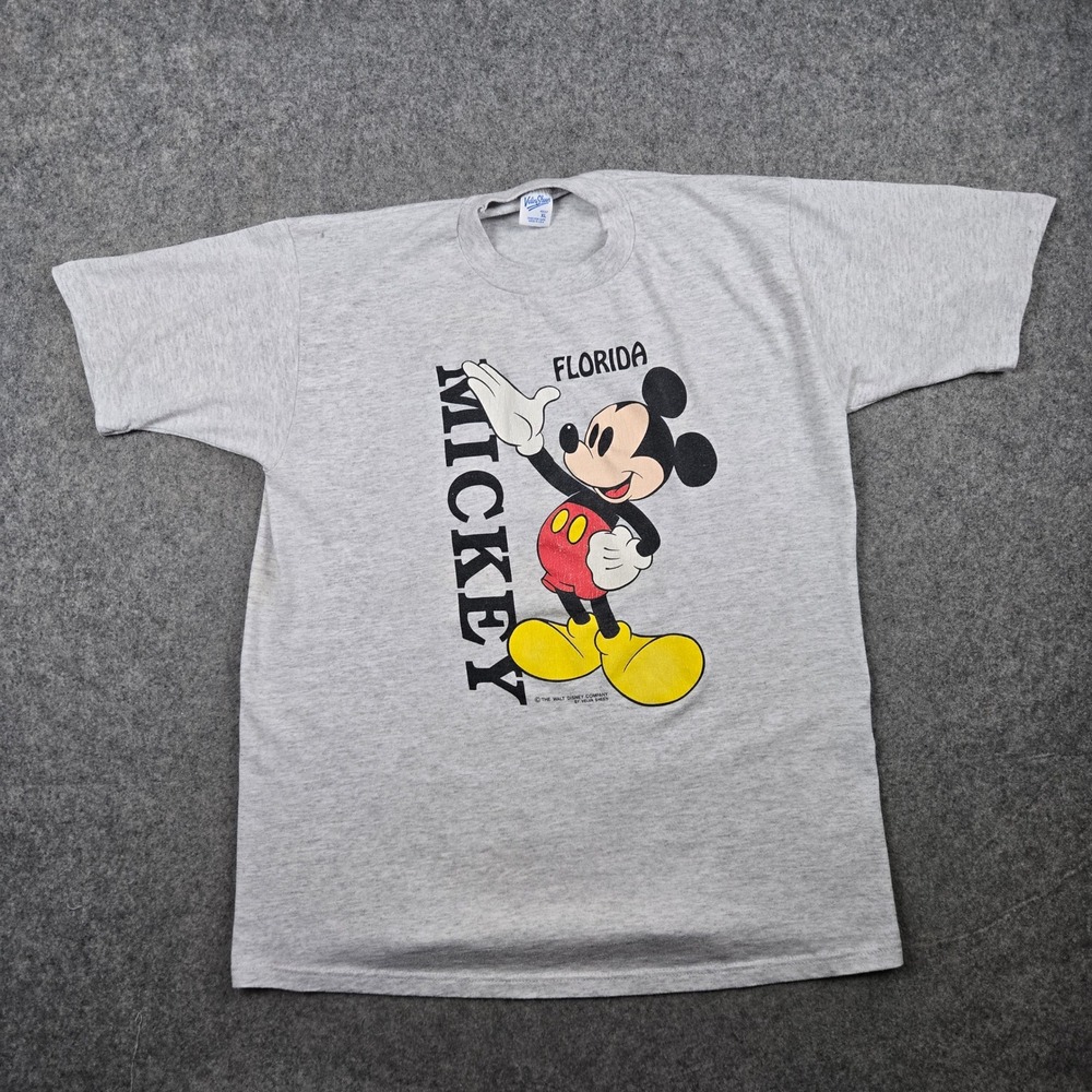Vintage Mickey Mouse T Shirt Mens XL Gray Florida Disney 90s USA Velva Sheen